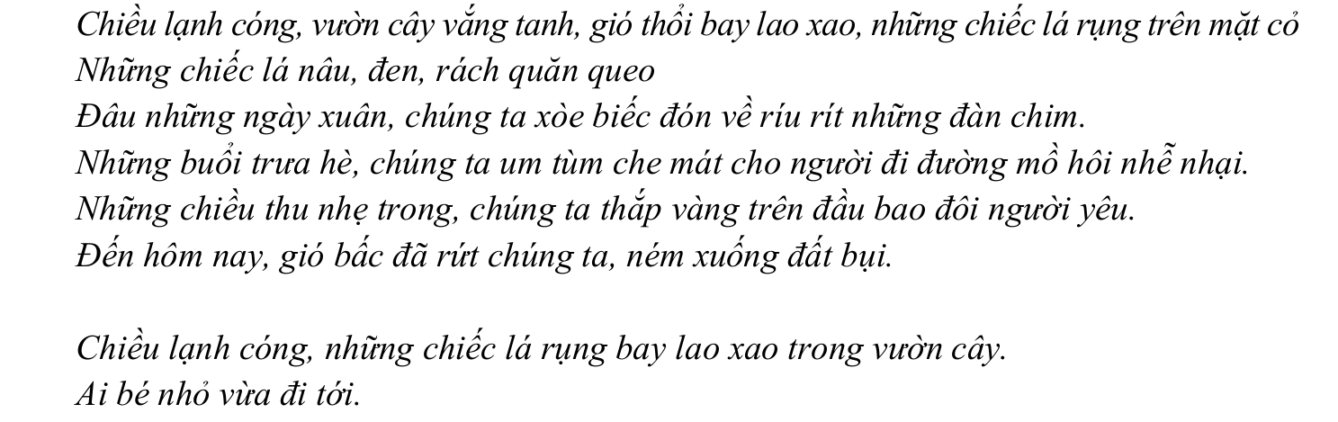 bài thơ Những chiếc lá của Nguyễn Đình Thi, phần 1